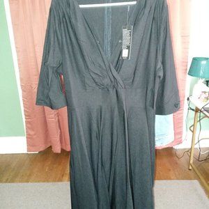 NWT Hanna Nikole Women's Vintage 1950s Style Sleeved Plus Size Swing Dress 3X